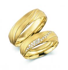 585 Gelbgold, seidenmatt,  Fischer Oro amarillo - Los anillos de boda